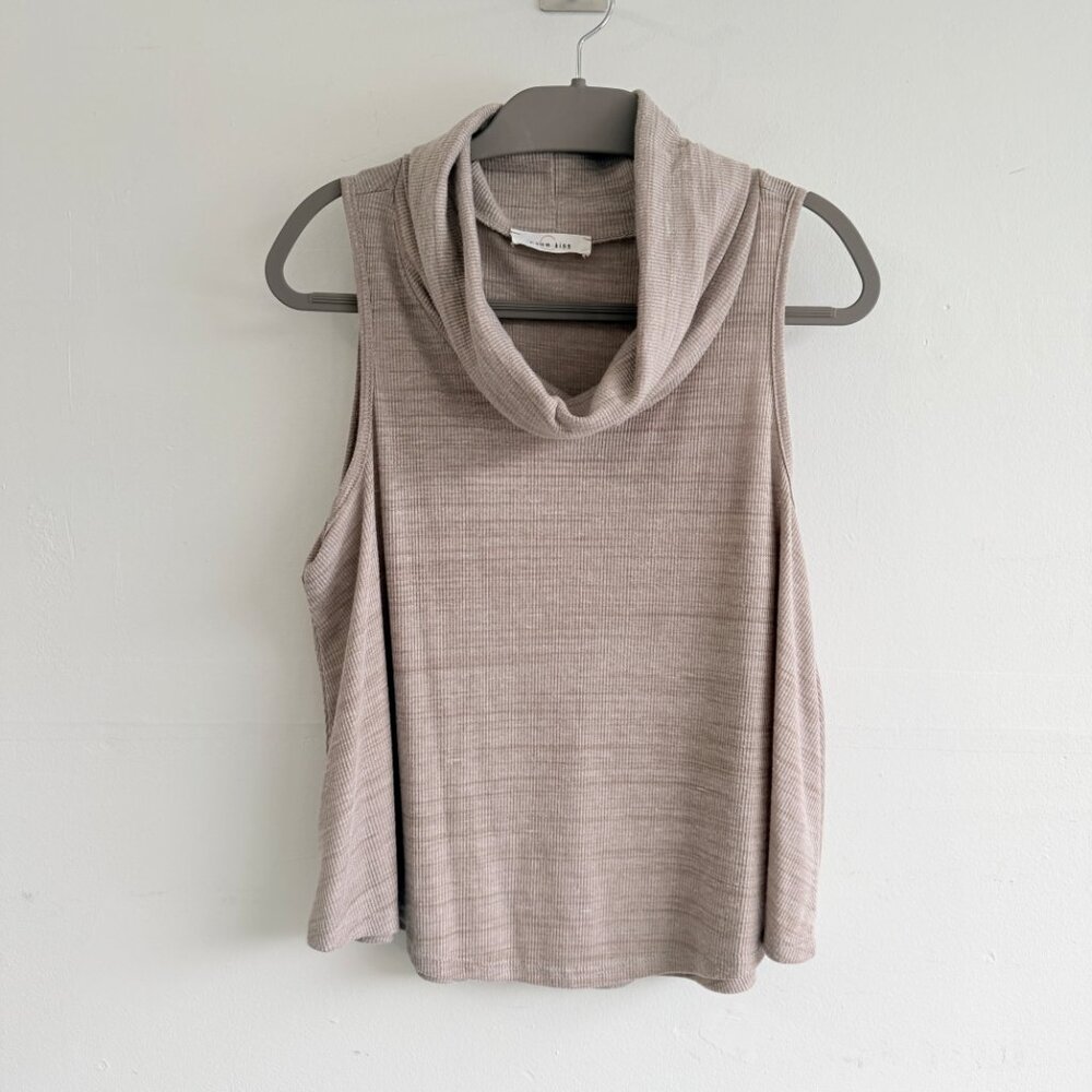 Taupe Brown Sleeveless Cowl Neck Top